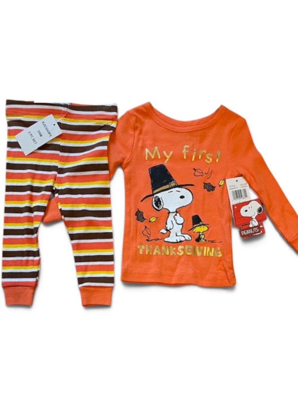 PEANUTS Snoopy NWT My First Thanksgiving Pajamas PJs 3-6m
